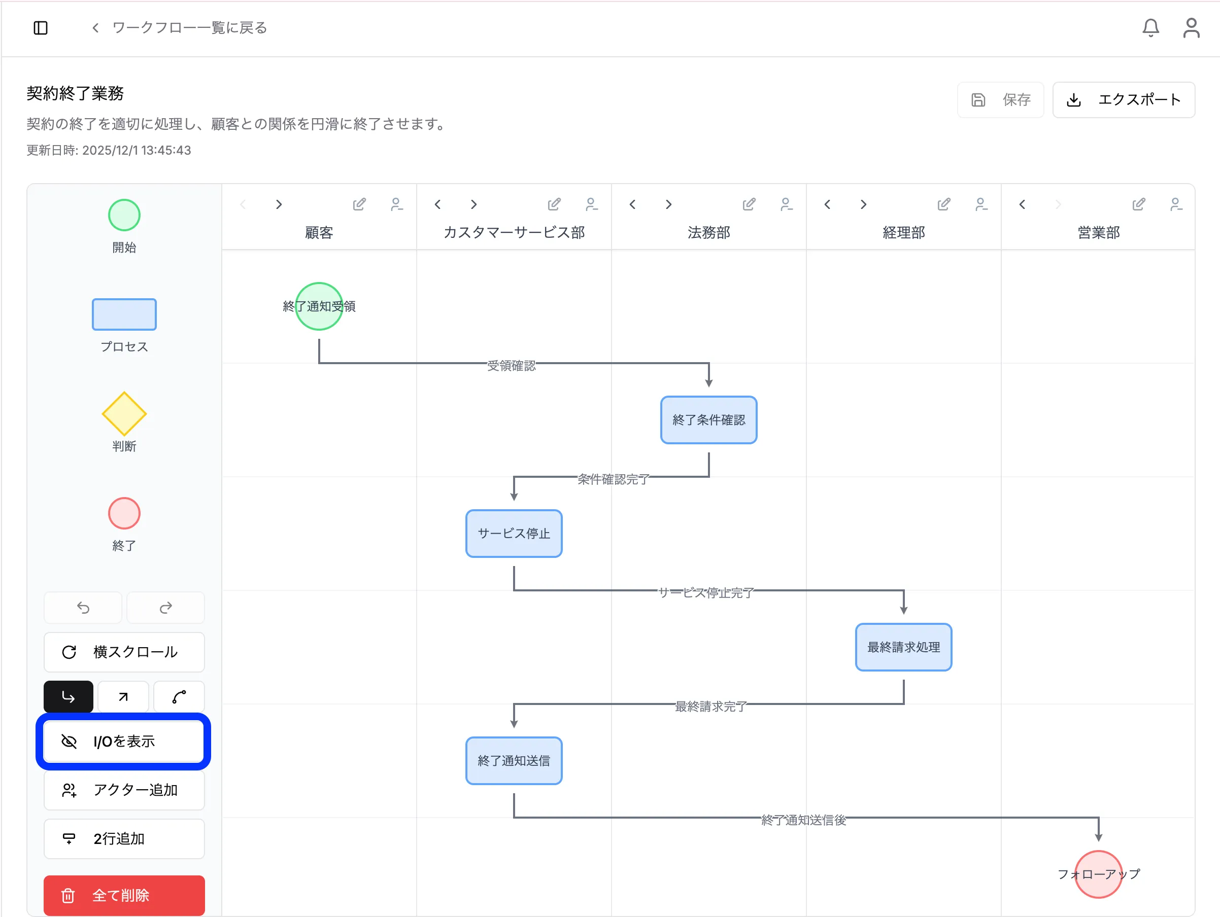 ワークフローの入出力を可視化